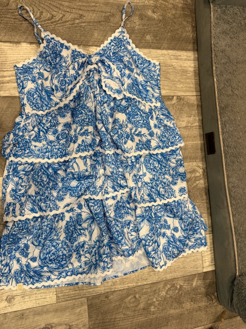 Simply Southern White and Blue Floral Tiered Sundress
